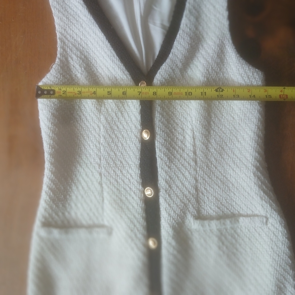 bebop Dress White Gold Buttons Sleeveless Elegant Sz S - Picture 9 of 9